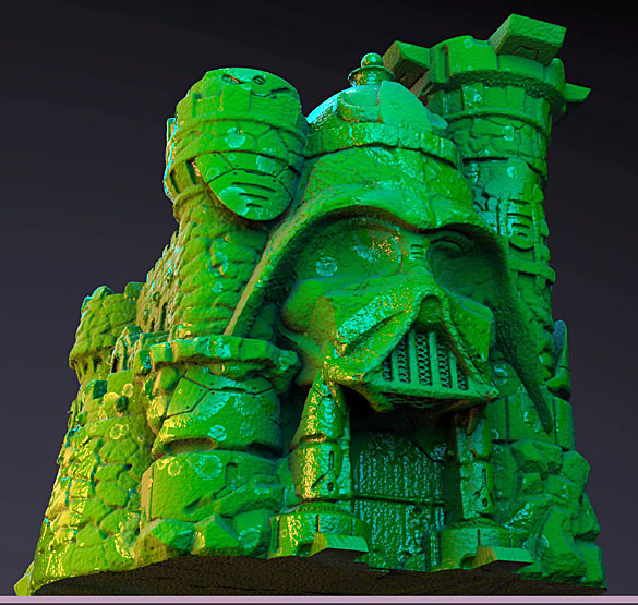 He-Man's Castle Grayskull, but with Darth Vader's faceplate in place of the skull, and Star Wars tech on the castle like armor